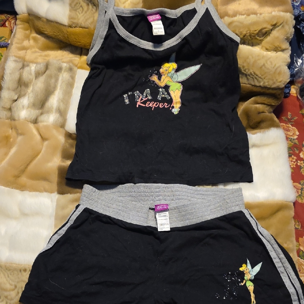 Disney Black and Gray Tinker Bell Pajama Set